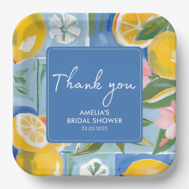 La dolce vita mediterranean summer Bridal Shower  Paper Plates (Front)