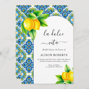 La Dolce vita Mediterranean tiles bridal shower Invitation