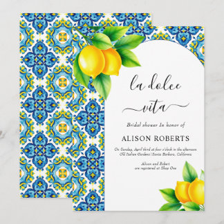 La Dolce vita Mediterranean tiles bridal shower Invitation