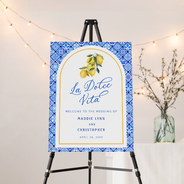 La Dolce Vita Mediterranean Wedding Welcome Sign (In Situ (Stand))