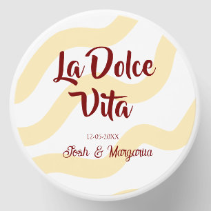 La Dolce Vita peach wedding couple Name mauve Mini Candle Favors