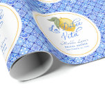 La Dolce Vita Personalized Bridal Shower Wrapping Paper<br><div class="desc">A repeated pattern "La Dolce Vita" in elegant script overlaying a delicate watercolor lemon on a background of Mediterranean tiles.  Personalize the template with a name,  event title,  and date to create your custom wrapping paper that is sure to impress.  © Kimbellished,  LLC</div>