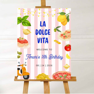 La Dolce Vita Pink Stripes Italian Welcome Sign