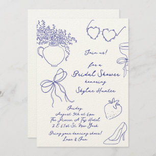 La Dolce Vita Retro Cobalt Blue RSVP Bridal Shower Invitation
