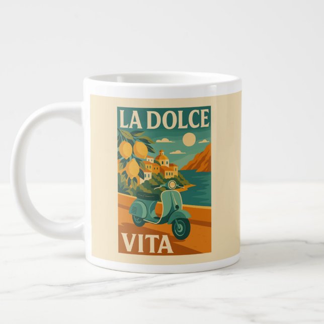 La Dolce Vita – Retro Italian Coast Travel Giant Coffee Mug (Left)