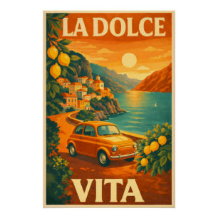 La Dolce Vita – Retro Italian Coast Travel Poster