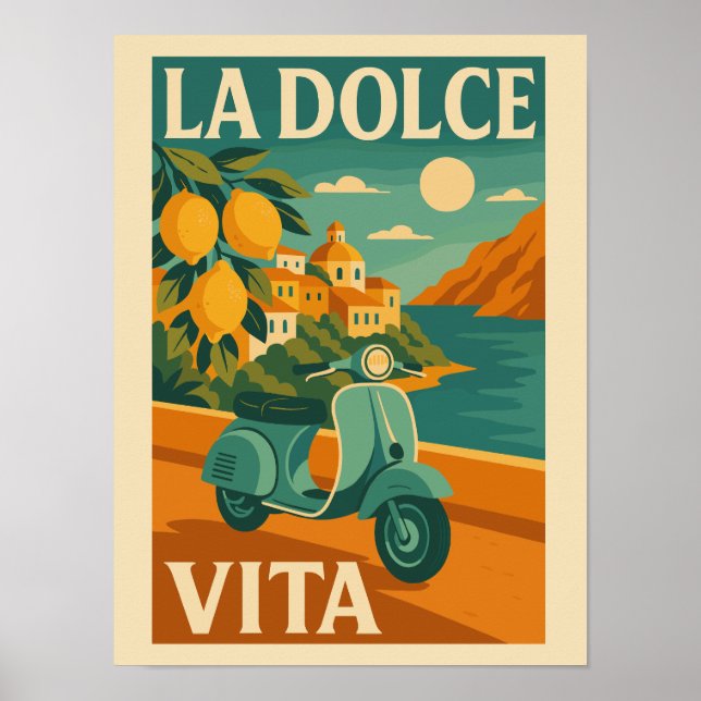 La Dolce Vita – Retro Italian Coast Travel Poster (Front)