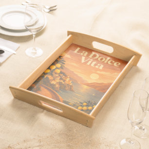 La Dolce Vita – Retro Italian Coast Travel Poster Serving Tray