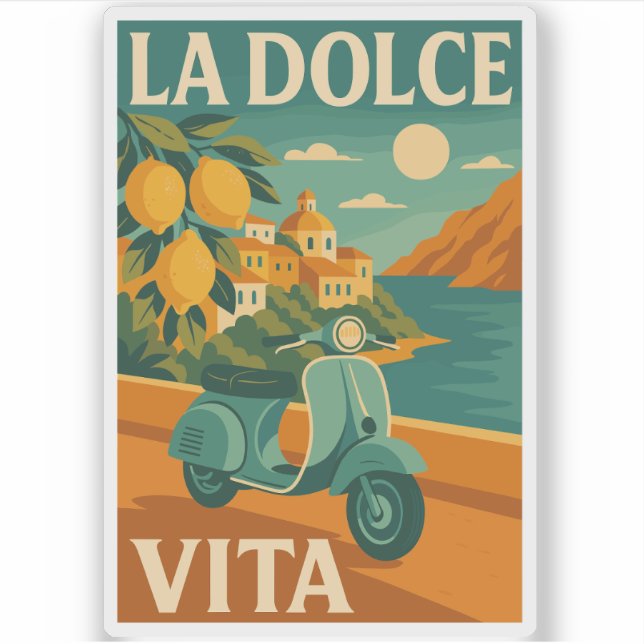 La Dolce Vita – Retro Italian Coast Travel Sticker (Front)