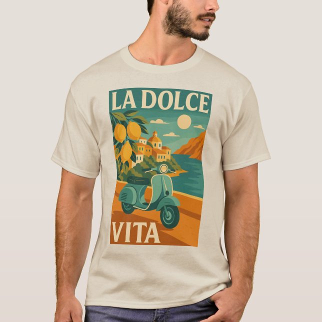 La Dolce Vita – Retro Italian Coast Travel T-Shirt (Front)