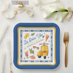 La Dolce Vita Spritz & Stacks Mahjong Party Paper Plates