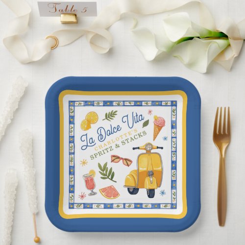 La Dolce Vita Spritz & Stacks Mahjong Party Paper Plates