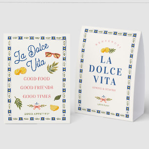 La Dolce Vita Spritz & Stacks Mahjong Party Paper Table Tent