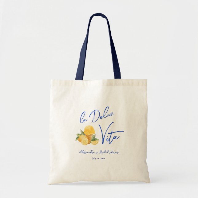 La Dolce Vita Stylish Italian Summer Bridal Shower Tote Bag (Front)