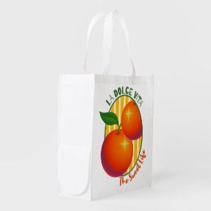 La Dolce Vita Sweet Life Orange Fruit Retro Grocery Bag