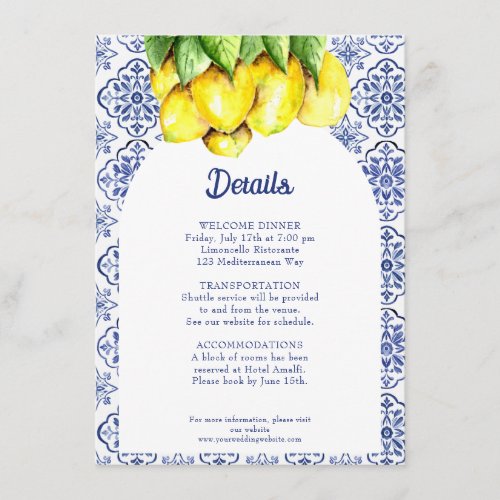 La Dolce Vita Wedding Details Mediterranean Lemon Enclosure Card