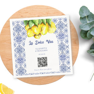 La Dolce Vita Wedding Mediterranean Photo Share QR Napkins