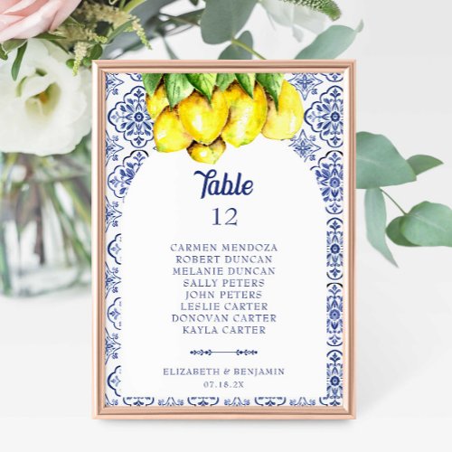 La Dolce Vita Wedding Mediterranean Seating Chart Table Number
