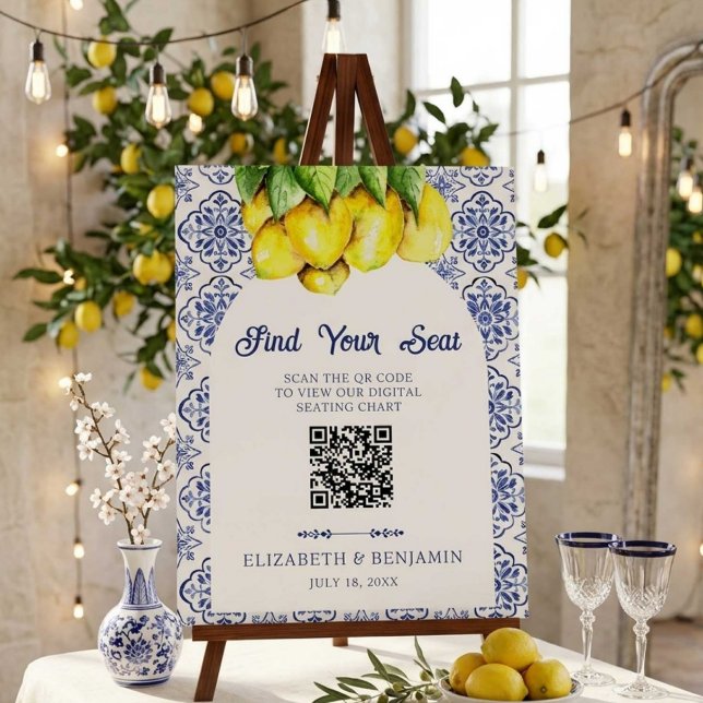 La Dolce Vita Wedding Seating Chart QR Code Foam Board (Creator Uploaded)