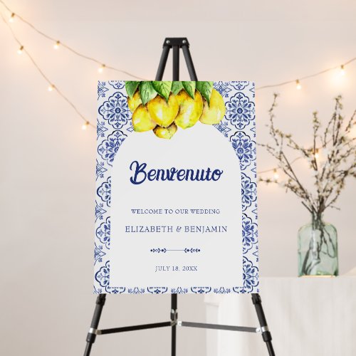 La Dolce Vita Wedding Welcome Mediterranean Blue Foam Board