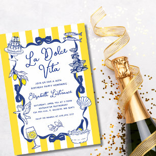 La Dolce Vita Whimsical Italian 40th Birthday Invitation