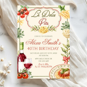 La Dolce Vita Wine & Pasta Adult Birthday Invitation