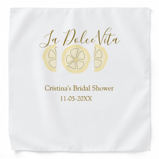 La Dolce Vita yellow lemon bridal shower pastel bo Bandana (Front)