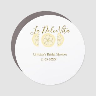 La Dolce Vita yellow lemon bridal shower pastel bo Car Magnet