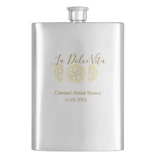 La Dolce Vita yellow lemon bridal shower pastel bo Flask