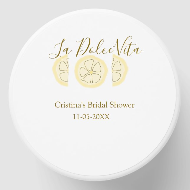 La Dolce Vita yellow lemon bridal shower pastel bo Mini Candle Favors (Front)