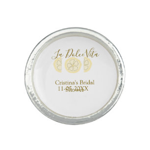 La Dolce Vita yellow lemon bridal shower pastel bo Ring