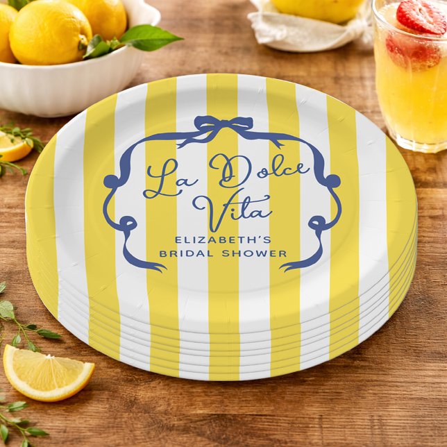 La Dolce Vita Yellow Stripe Bridal Shower Paper Plates (La Dolce Vita Yellow Stripe Bridal Shower Paper Plates
)