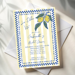La Dolce Vita yellow stripes lemons bridal shower Invitation
