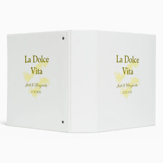 La Dolce Vita yellow wedding couple Name date glit 3 Ring Binder