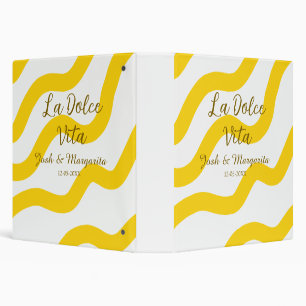 La Dolce Vita yellow wedding couple Name date glit 3 Ring Binder