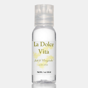 La Dolce Vita yellow wedding couple Name date glit Hand Sanitizer