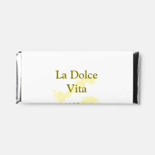 La Dolce Vita yellow wedding couple Name date glit Hershey Bar Favors