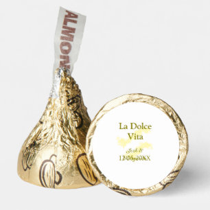 La Dolce Vita yellow wedding couple Name date glit Hershey®'s Kisses®