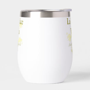 La Dolce Vita yellow wedding couple Name date glit Thermal Wine Tumbler