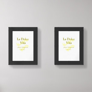 La Dolce Vita yellow wedding couple Name date glit Wall Art Sets