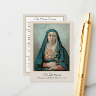 La Dolorosa del Colegio San Gabriel Prayer Card