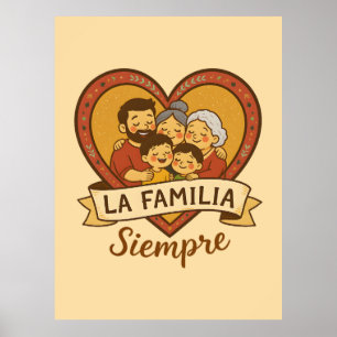 La Familia Siempre – Hispanic Family Heart Design Poster