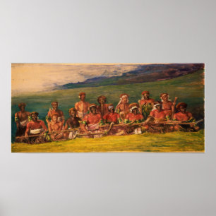 La Farge - Chiefs And Performers In War Dance Fiji Poster