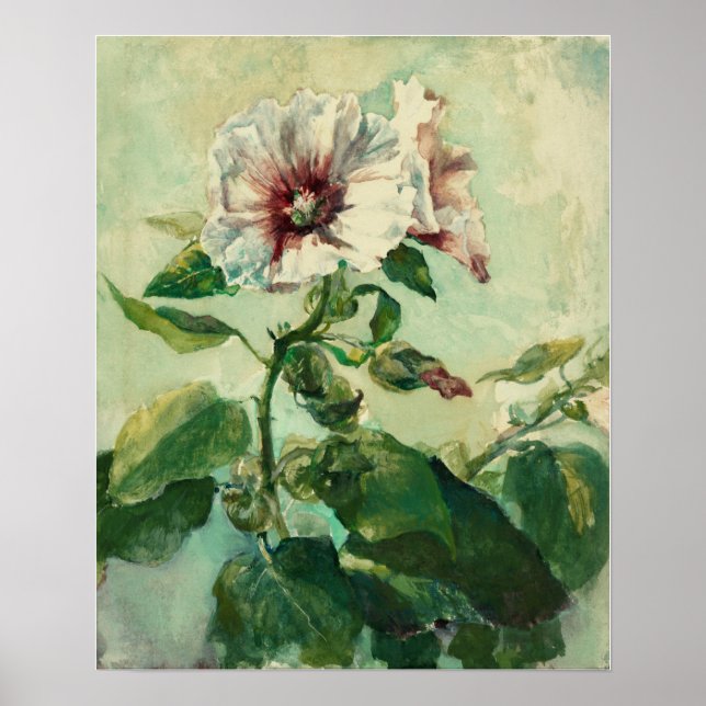 La Farge - Study Of Pink Hollyhocks In Sunlight Poster (Front)