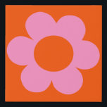 La Fleur 01 Retro Floral Orange Pink Preppy Flower Faux Canvas Print<br><div class="desc">Abstract Retro Floral Print – La Fleur – Orange And Pink.</div>