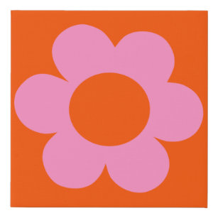 La Fleur 01 Retro Floral Orange Pink Preppy Flower Faux Canvas Print