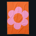 La Fleur 01 Retro Floral Orange Pink Preppy Flower Kitchen Towel<br><div class="desc">Abstract Retro Floral Print – La Fleur – Orange And Pink.</div>