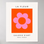 La Fleur 01 Retro Floral Orange Pink Preppy Flower Poster at Zazzle