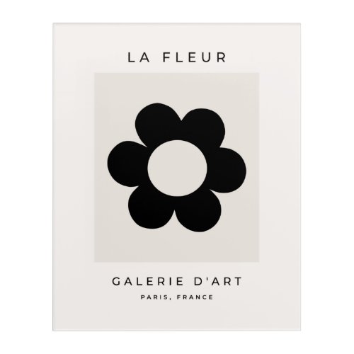 La Fleur 03 Retro Floral Black And White Flower Acrylic Print