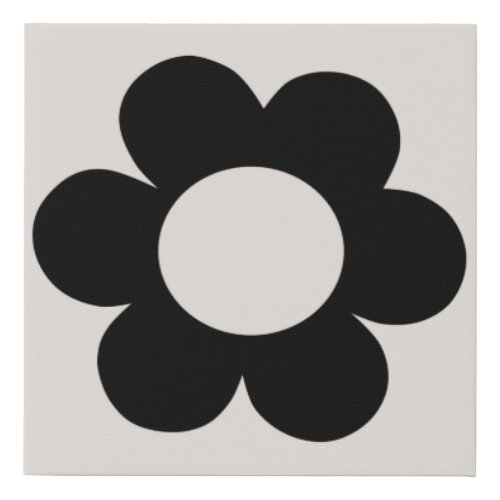 La Fleur 03 Retro Floral Black And White Flower Faux Canvas Print